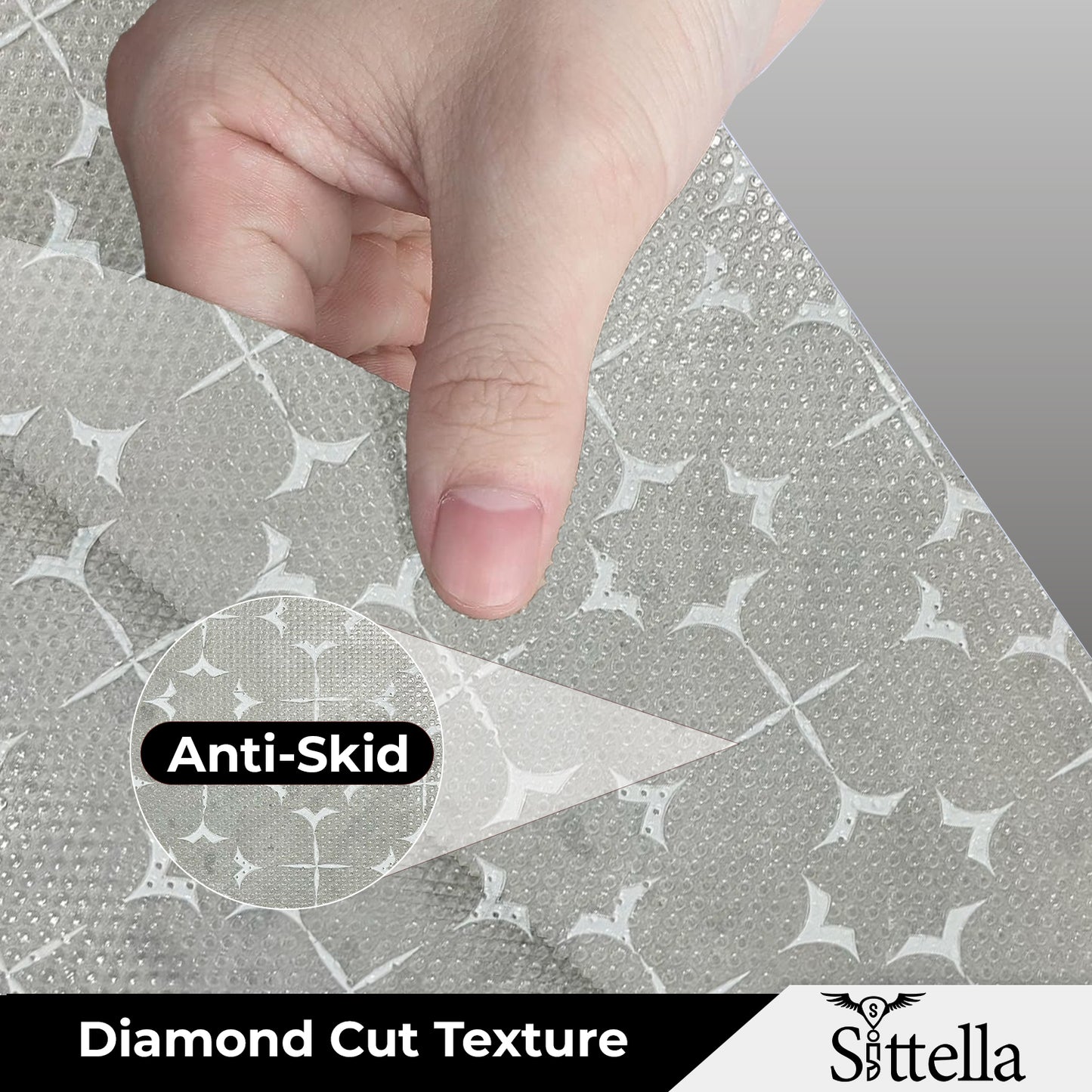 SITTELLA Printed Shelf Liner – Anti-Slip Mat for Kitchen, Drawers & Fridge (White-Star Design)