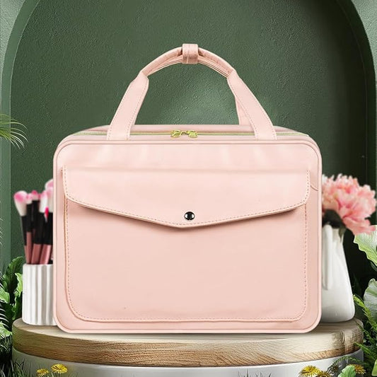 Toiletry Kit with Hanging Hook – Waterproof PU Leather Makeup Organizer for Women’s Travel