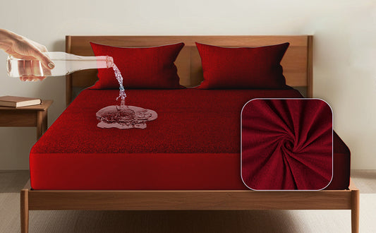 Waterproof Cotton Mattress Protector – Hypoallergenic, Soft, Breathable, Queen 78"x60", Maroon