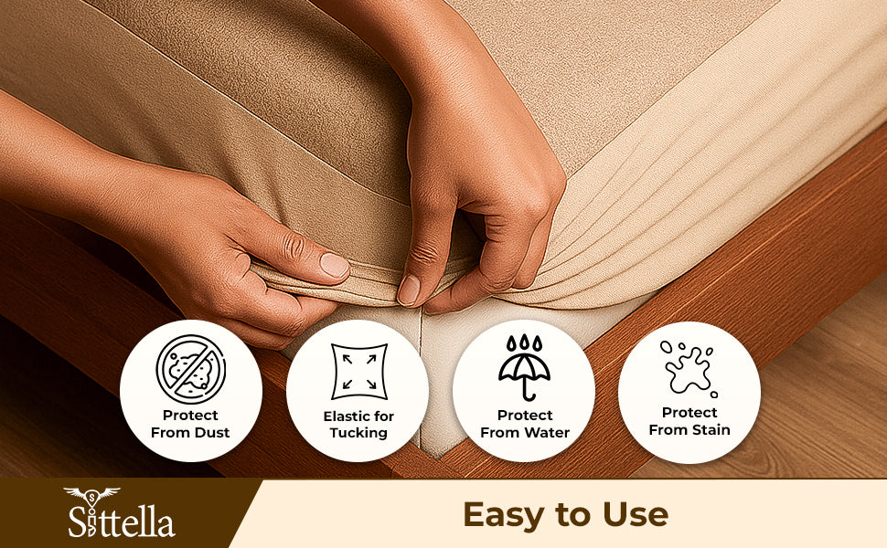 Waterproof Cotton Mattress Protector – Hypoallergenic, Soft, Breathable, Queen 78"x60", Beige