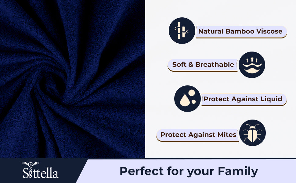 Waterproof Cotton Mattress Protector – Hypoallergenic, Soft, Breathable, Queen 78"x60", Navy Blue