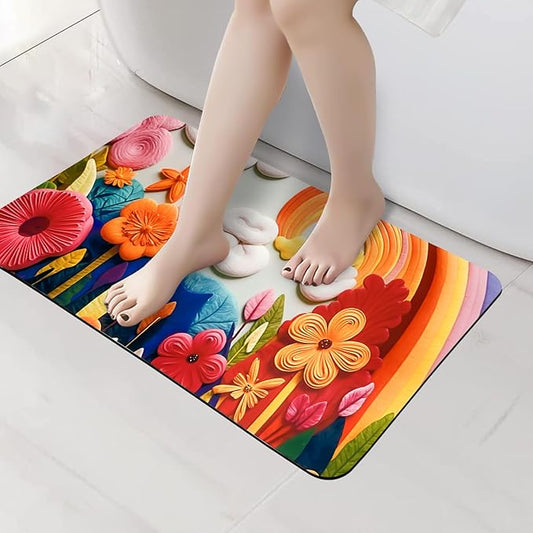 3D Cloud Print Anti-Skid Water Absorbent Bathroom Mat (40x60cm) - Cloud Print