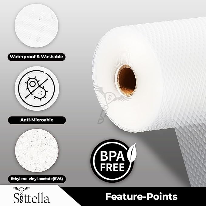 Drawer Mat Multi-Purpose EVA Non-Slip Waterproof Kitchen & Bathroom Shelf Liner (White)