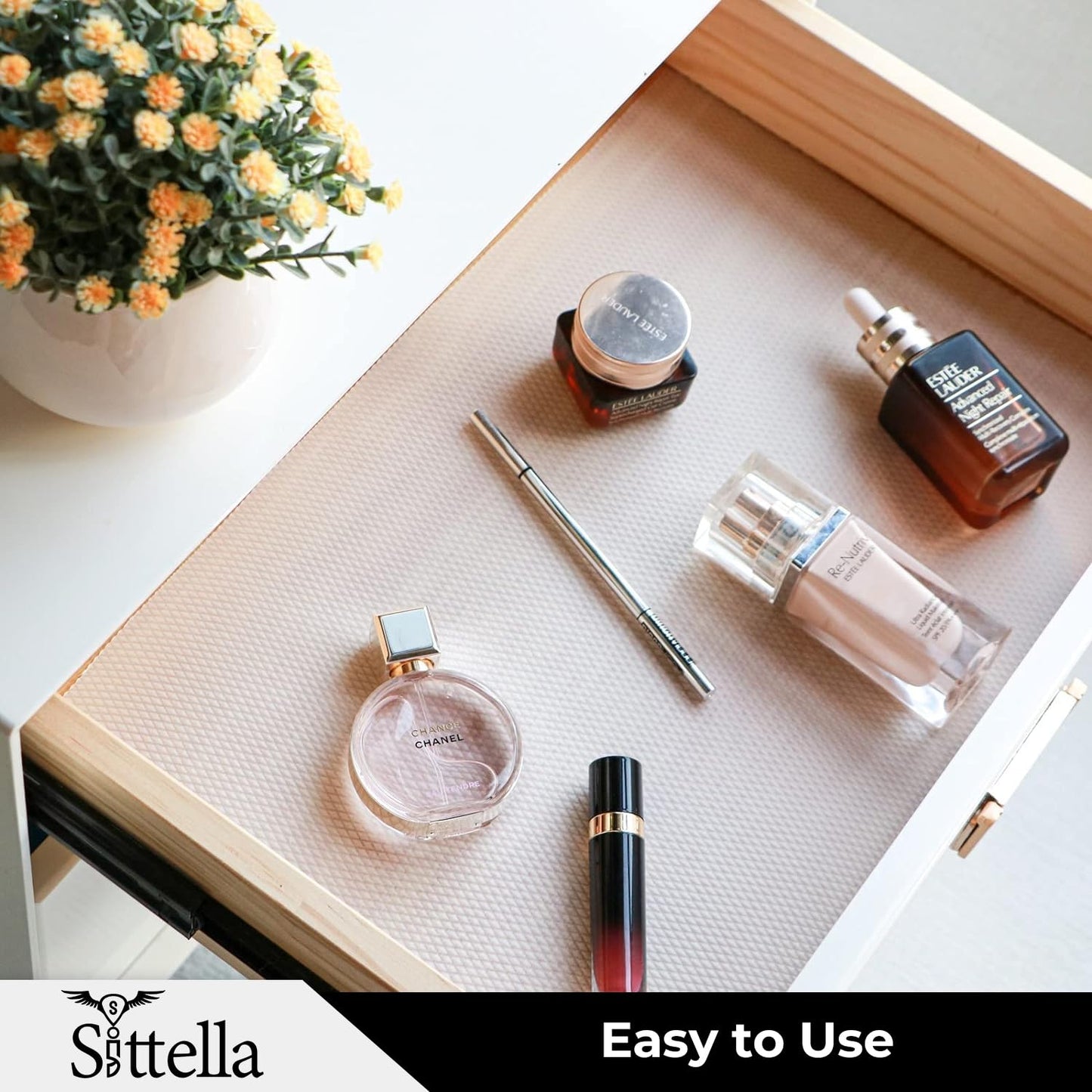 Drawer Mat Multi-Purpose EVA Non-Slip Waterproof Kitchen & Bathroom Shelf Liner (White)