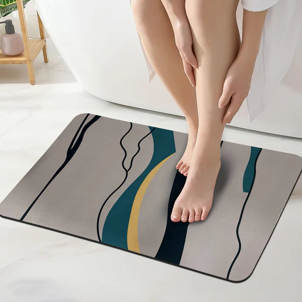 3D Abstract Print Anti-Skid Water Absorbent Bathroom Mat (40x60cm) - Yellow Flower