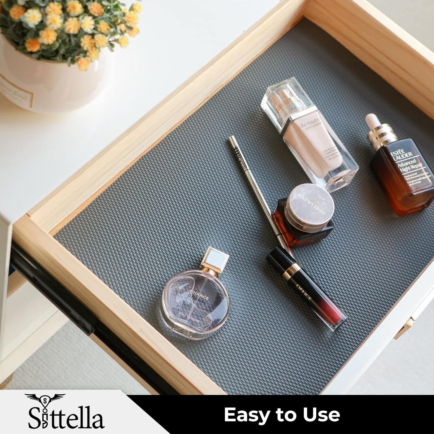 Drawer Mat Multi-Purpose EVA Non-Slip Waterproof Kitchen & Bathroom Shelf Liner (Grey)