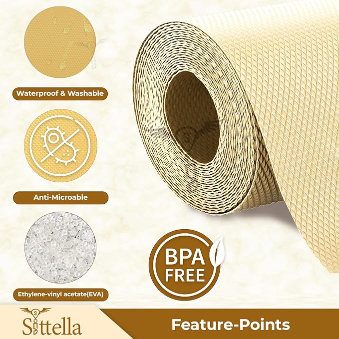 Drawer Mat Multi-Purpose EVA Non-Slip Waterproof Kitchen & Bathroom Shelf Liner (Ivory)