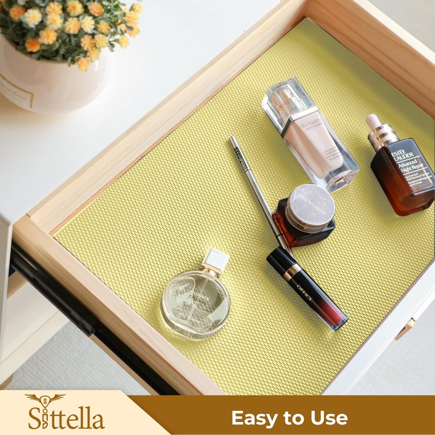 Drawer Mat Multi-Purpose EVA Non-Slip Waterproof Kitchen & Bathroom Shelf Liner (Ivory)