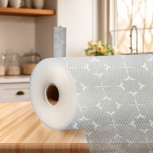 SITTELLA Printed Shelf Liner – Anti-Slip Mat for Kitchen, Drawers & Fridge (White-Star Design)