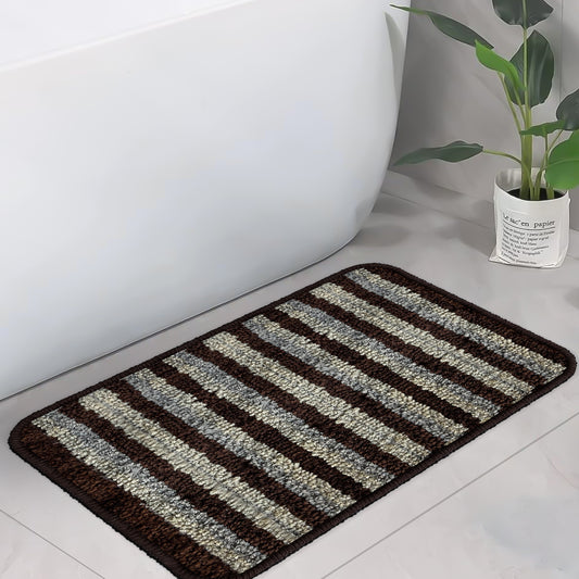 Anti-Skid Microfiber Bathroom Door Mat, Water Absorbent Floor mat (50X35cm) (Brown)