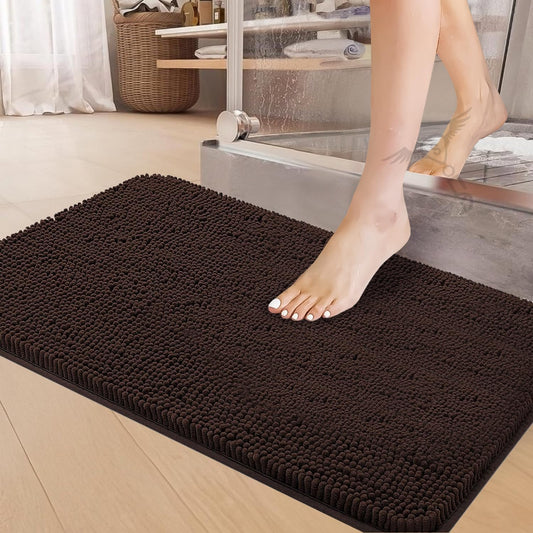 Microfiber Bathroom Door Mat Super Soft Anti Slip Floor Mat for Home Kitchen Bedroom (Coffee- 40 x 60 cm)