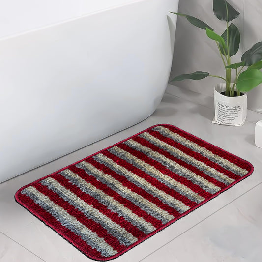 Anti-Skid Microfiber Bathroom Door Mat, Water Absorbent Floor mat (50X35cm) (Red)