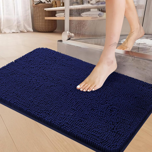 Microfiber Bathroom Door Mat Super Soft Anti Slip Floor Mat for Home Kitchen Bedroom (Blue - 40 x 60 cm)