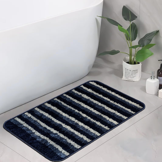 Anti-Skid Microfiber Bathroom Door Mat, Water Absorbent Floor mat (50X35cm) (Blue)