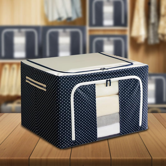 Double-Sided Zipper Wardrobe Organizer - Foldable & Durable Storage Box (Blue)