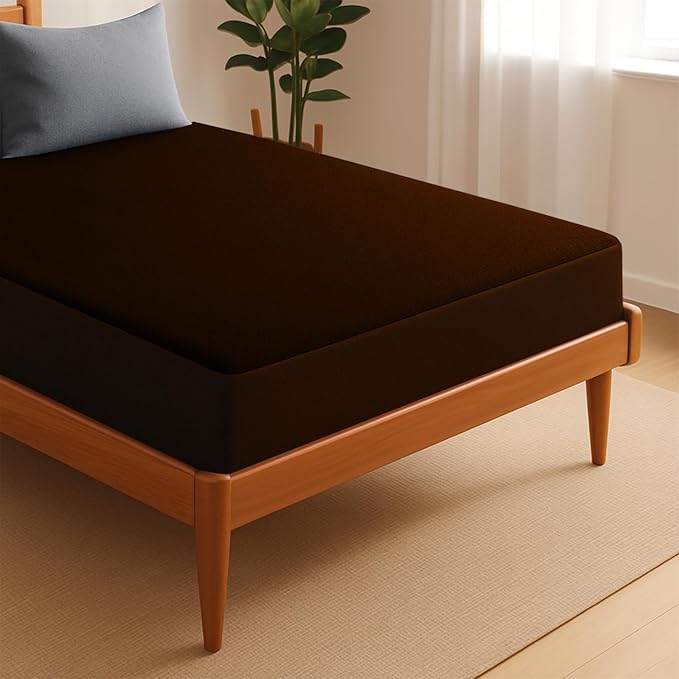Waterproof Cotton Mattress Protector – Hypoallergenic, Soft, Breathable, Queen 78"x60", Brown