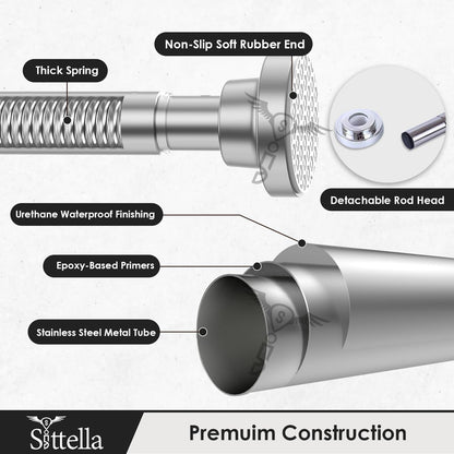 Extendable Shower Curtain Tension Rod Non-Drilling Anti-Skid Spring Pull Rod - (Stainless Steel, Silver)