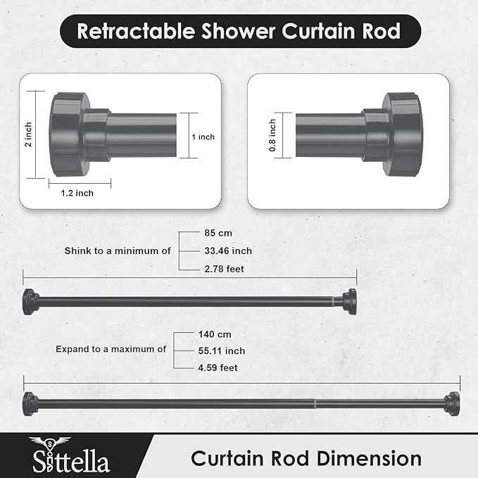 Extendable Shower Curtain Tension Rod Non-Drilling Anti-Skid Spring Pull Rod - (Stainless Steel, Silver)