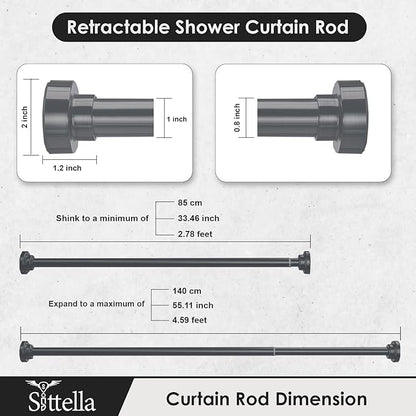 Extendable Shower Curtain Tension Rod Non-Drilling Anti-Skid Spring Pull Rod - (Stainless Steel, Silver)