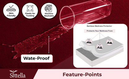 Waterproof Cotton Mattress Protector – Hypoallergenic, Soft, Breathable, Queen 78"x60", Maroon