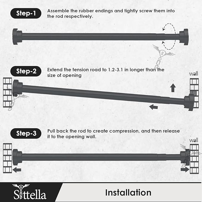 Extendable Shower Curtain Tension Rod Non-Drilling Anti-Skid Spring Pull Rod - (Stainless Steel, Silver)