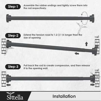 Extendable Shower Curtain Tension Rod Non-Drilling Anti-Skid Spring Pull Rod - (Stainless Steel, Silver)