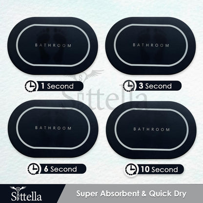 3.5mm Anti-Skid Water Soaking Bathroom Print Door Mat, Water Absorbent Mat (60x40cm, Black)