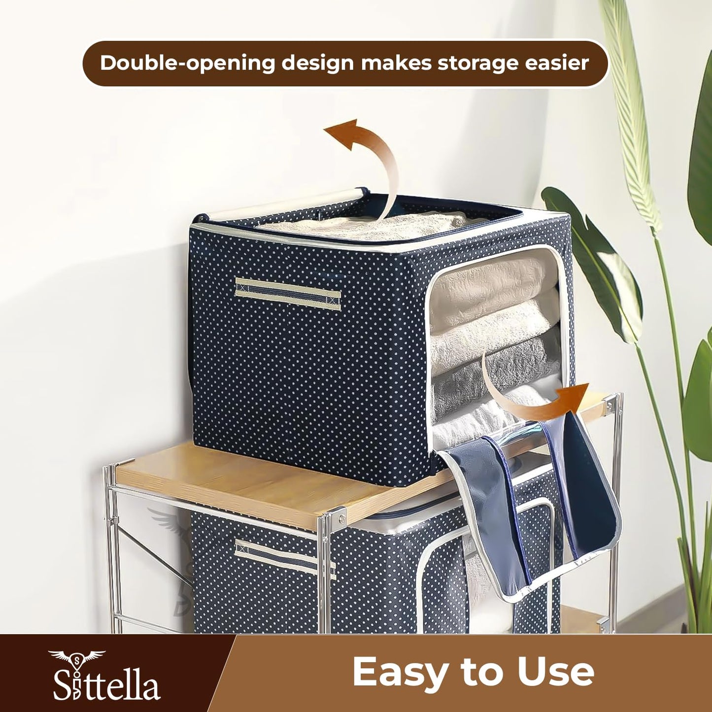 Double-Sided Zipper Wardrobe Organizer - Foldable & Durable Storage Box (Blue)