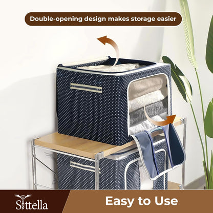 Double-Sided Zipper Wardrobe Organizer - Foldable & Durable Storage Box (Blue)