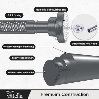 Extendable Shower Curtain Tension Rod Non-Drilling Anti-Skid Spring Pull Rod - (Stainless Steel, Silver)