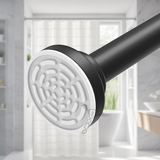 Extendable Shower Curtain Tension Rod Non-Drilling Anti-Skid Spring Pull Rod - (Stainless Steel, Silver)