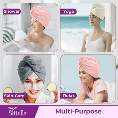Quick Drying Microfiber Hair Towel Wrap for Women, Super Absorbent with Elastic Loop (Purple)