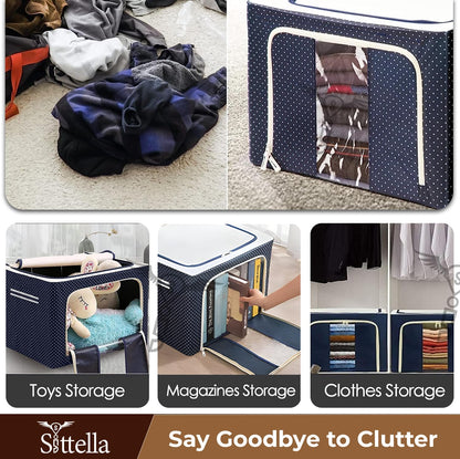 Double-Sided Zipper Wardrobe Organizer - Foldable & Durable Storage Box (Blue)