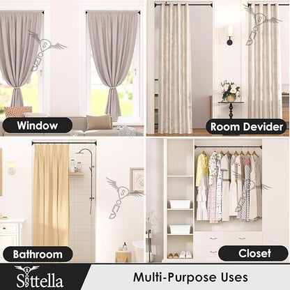 Extendable Shower Curtain Tension Rod Non-Drilling Anti-Skid Spring Pull Rod - (Stainless Steel, Silver)