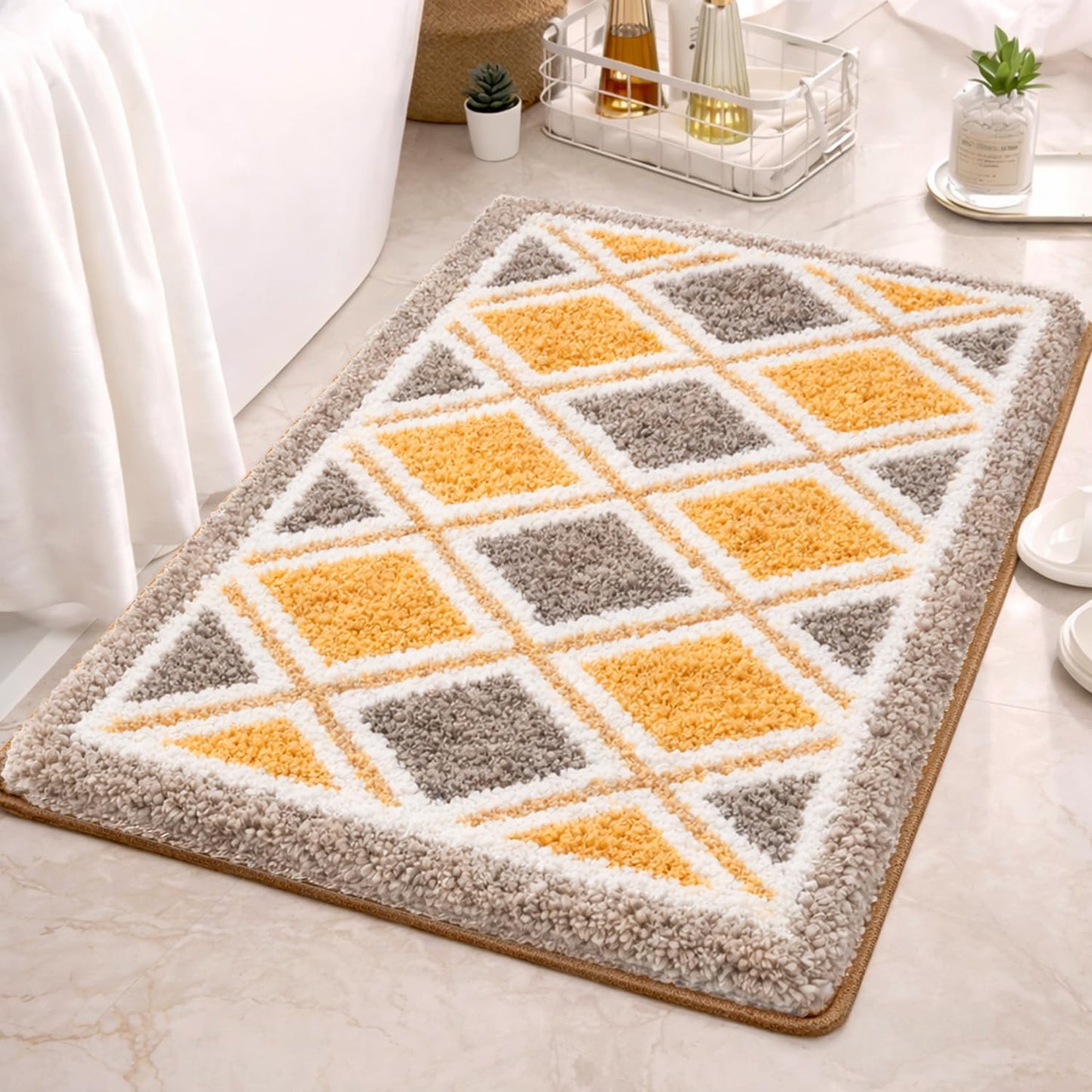 3D Microfiber Floor Mat | Super Absorbent Anti-Slip Door Mat | Soft Quick Dry Bath Mat | Dust Control Entrance Mat for Bathroom, Kitchen & Home (Pack of 1)