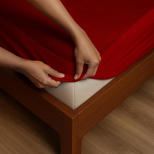 Waterproof Cotton Mattress Protector – Hypoallergenic, Soft, Breathable, Queen 78"x60", Maroon