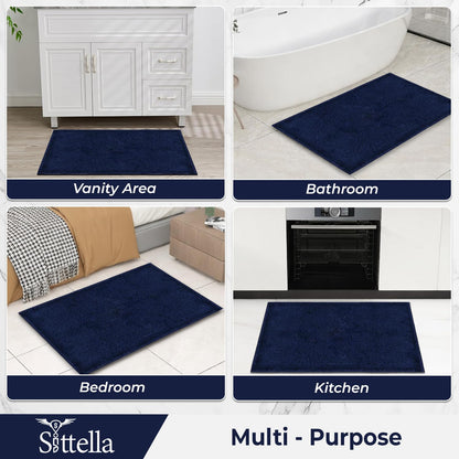 CANWAY ® 1500 GSM | | 60×40 cm| Microfiber Anti-Skid Bathroom Door Mat | Ultra Soft Plush & Super Absorbent | Quick-Dry, Washable Floor Rug for Bathroom & Door |Navy Blue