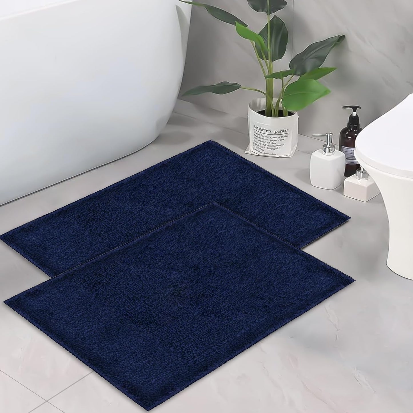 CANWAY ® 1500 GSM | | 60×40 cm| Microfiber Anti-Skid Bathroom Door Mat | Ultra Soft Plush & Super Absorbent | Quick-Dry, Washable Floor Rug for Bathroom & Door |Navy Blue