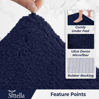 CANWAY ® 1500 GSM | | 60×40 cm| Microfiber Anti-Skid Bathroom Door Mat | Ultra Soft Plush & Super Absorbent | Quick-Dry, Washable Floor Rug for Bathroom & Door |Navy Blue