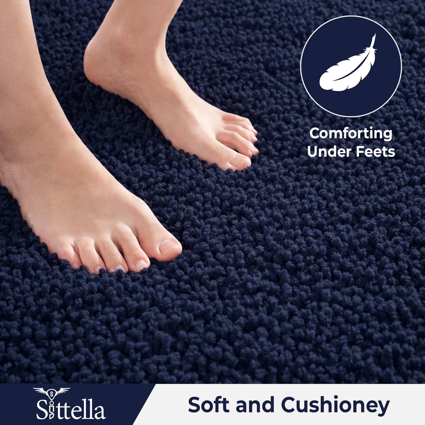 CANWAY ® 1500 GSM | | 60×40 cm| Microfiber Anti-Skid Bathroom Door Mat | Ultra Soft Plush & Super Absorbent | Quick-Dry, Washable Floor Rug for Bathroom & Door |Navy Blue