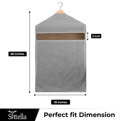 SITTELLA® Hanging Cotton Saree Covers for Storage | 30 x 18 Inches Breathable Saree Cover Bags for Clothes, Wardrobe Organizer | Dust-Proof Double Pocket | Off-White