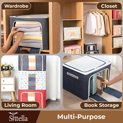 Double-Sided Zipper Wardrobe Organizer - Foldable & Durable Storage Box (Blue)