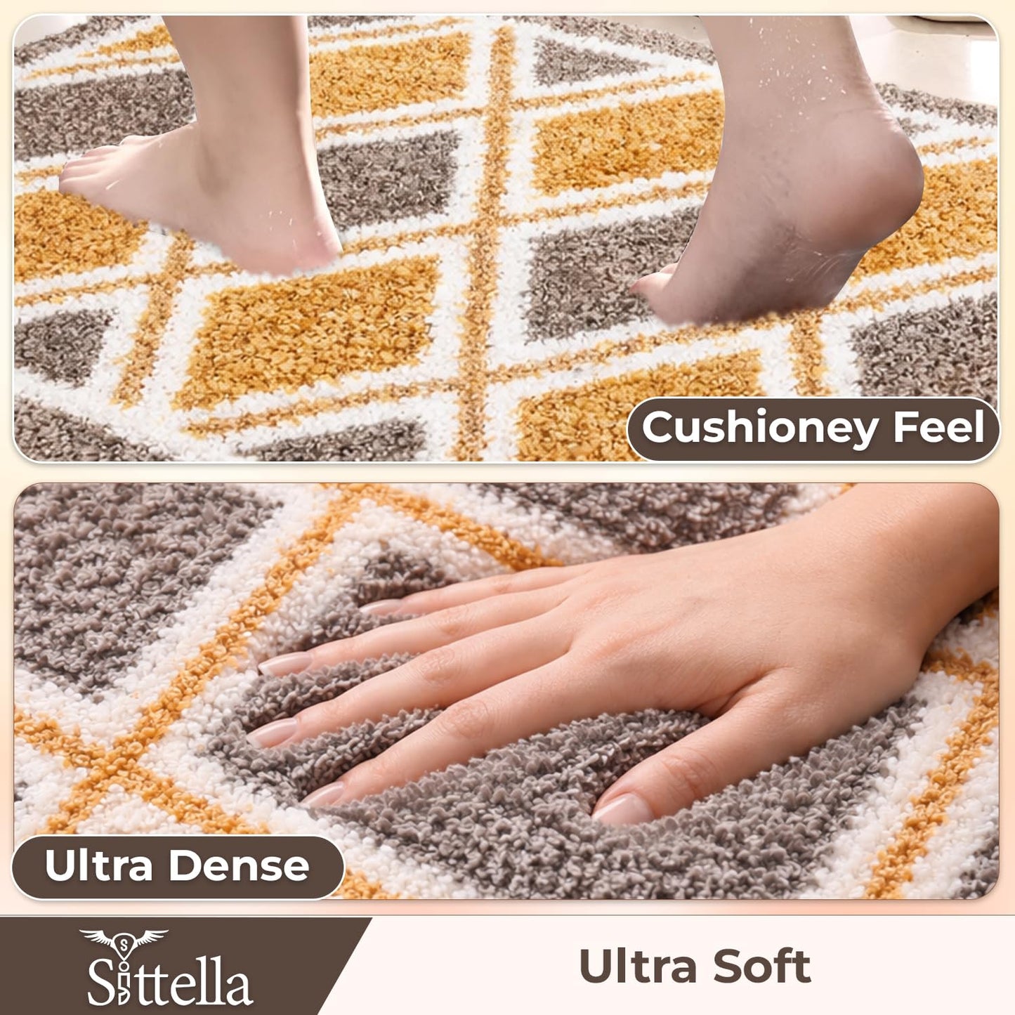 3D Microfiber Floor Mat | Super Absorbent Anti-Slip Door Mat | Soft Quick Dry Bath Mat | Dust Control Entrance Mat for Bathroom, Kitchen & Home
