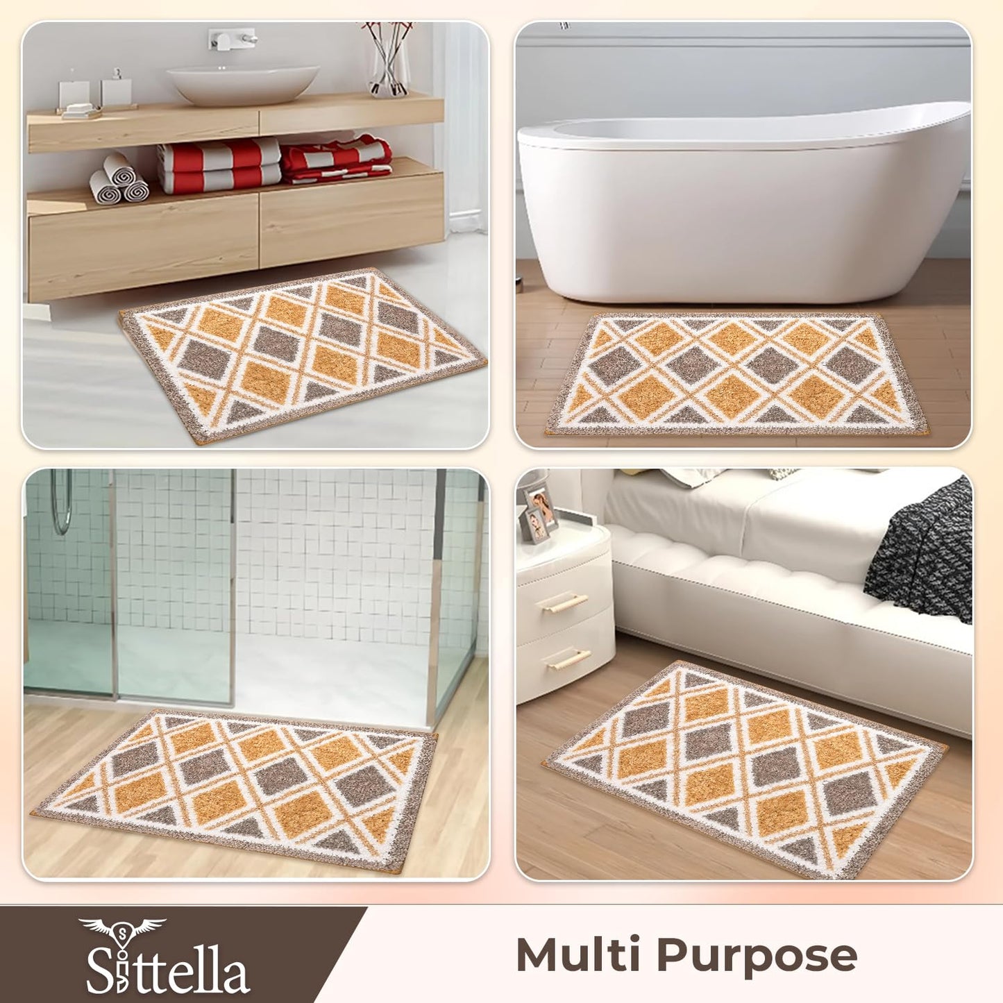 3D Microfiber Floor Mat | Super Absorbent Anti-Slip Door Mat | Soft Quick Dry Bath Mat | Dust Control Entrance Mat for Bathroom, Kitchen & Home