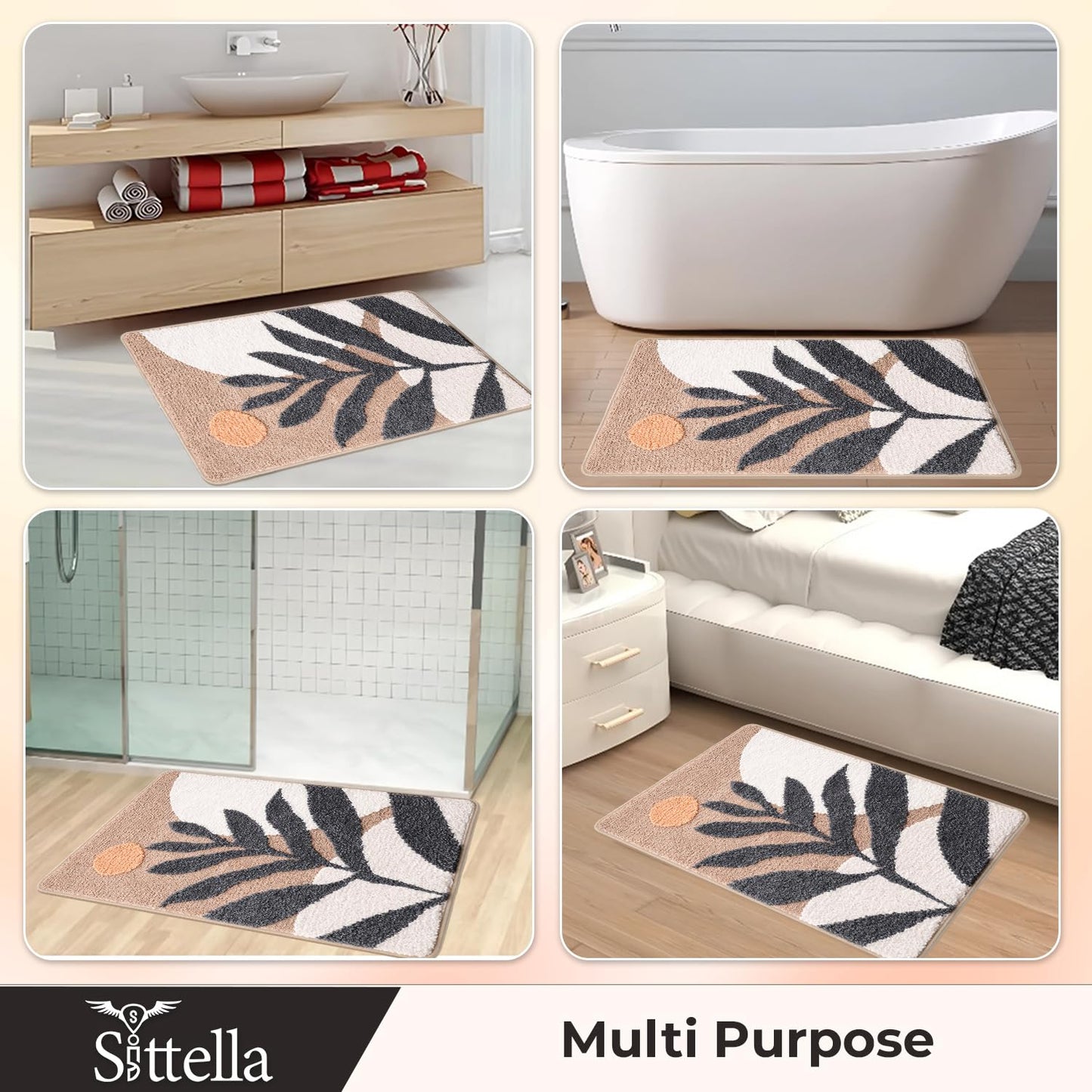 3D Microfiber Floor Mat | Super Absorbent Anti-Slip Door Mat | Soft Quick Dry Bath Mat | Dust Control Entrance Mat for Bathroom, Kitchen & Home (Pack of 1)