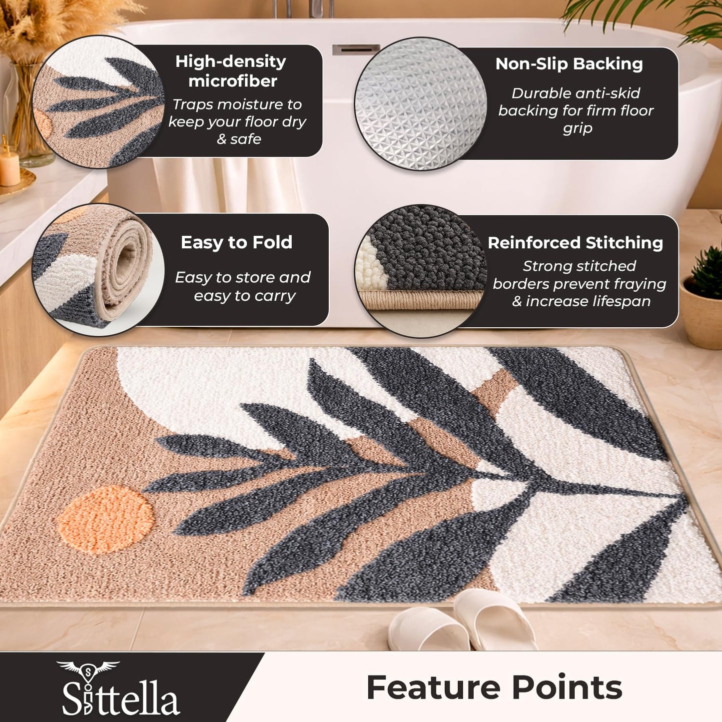 3D Microfiber Floor Mat | Super Absorbent Anti-Slip Door Mat | Soft Quick Dry Bath Mat | Dust Control Entrance Mat for Bathroom, Kitchen & Home (Pack of 1)