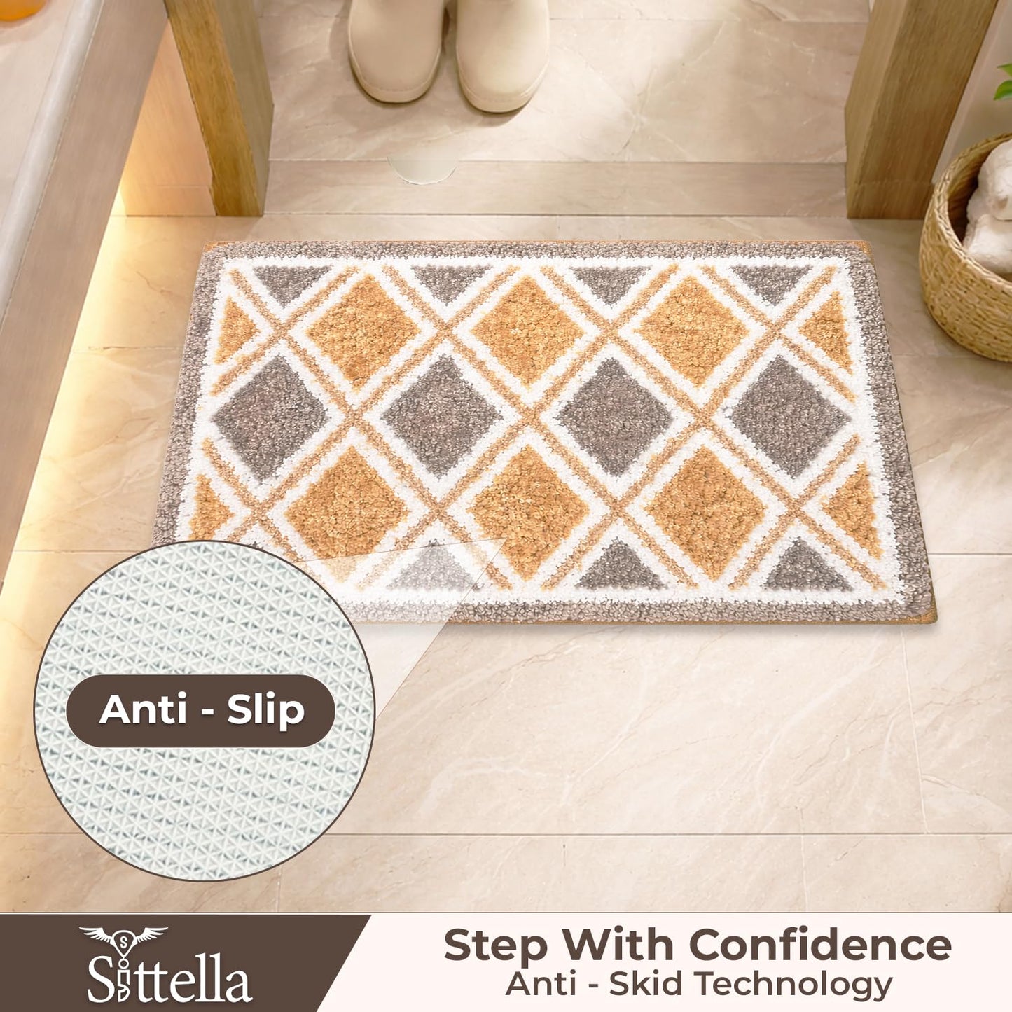 3D Microfiber Floor Mat | Super Absorbent Anti-Slip Door Mat | Soft Quick Dry Bath Mat | Dust Control Entrance Mat for Bathroom, Kitchen & Home
