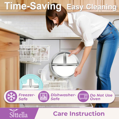 SITTELLA Stainless Steel Baby Suction Plate | Divided Toddler Feeding Plate with Strong Non-Slip Base | BPA-Free, Non-Toxic & Spill-Resistant | Purple | 1  Piece