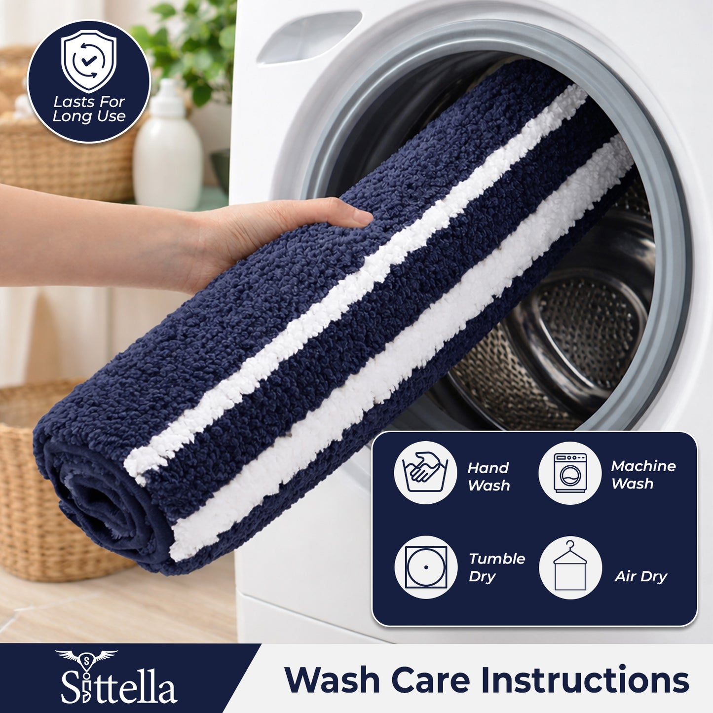 CANWAY ® 1500 GSM  | 60×40 cm| Microfiber Anti-Skid Bathroom Door Mat | Ultra Soft Plush & Super Absorbent | Quick-Dry, Washable Floor Rug for Bathroom & Door |Navy Blue