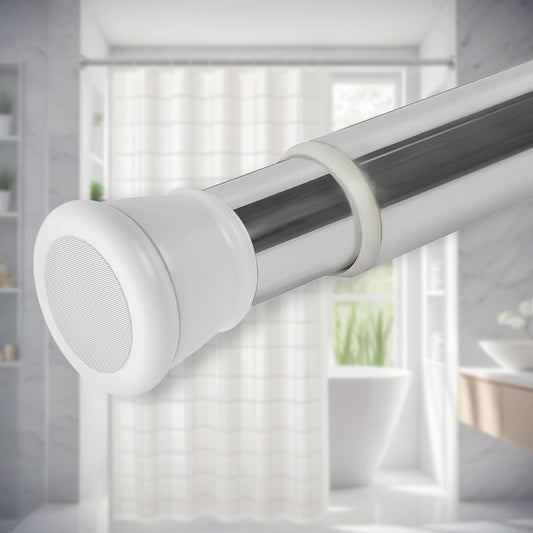 Extendable Spring Tension Shower Curtain Rod – No-Drill, Anti-Skid Adjustable Pull Rod for Bathroom & Windows